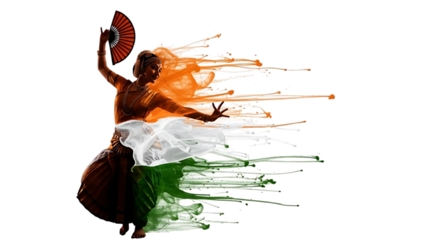 Indian flag on fire with motion blur on a transparent background - Powered by Adobe