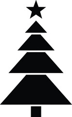 Fototapeta premium Simple black silhouette christmas tree icon with star