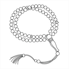 Prayer beads, Tasbih line art, clean silhouette