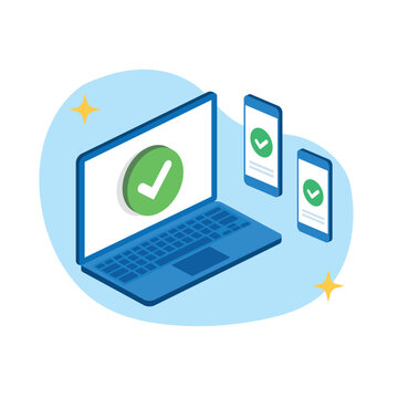 Seamless confirmation success status check flat design vector illustration for user interface or empty state ui screens