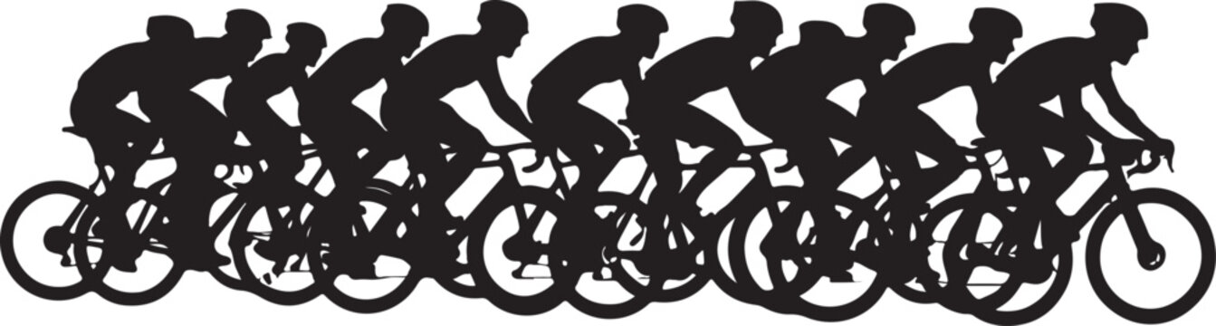 Cycling Group Peloton Silhouette Vector