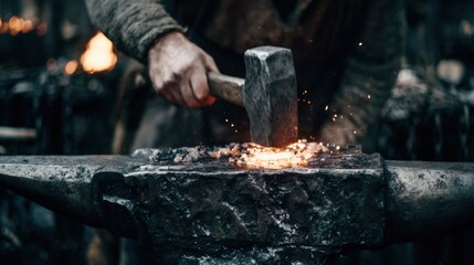 Medium shot showcasing a blacksmith alternating between hand hammering and a power hammer demonstrating varied force levels and adaptive forging styles