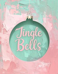 Artistic Christmas ornament on textured pink & teal background
