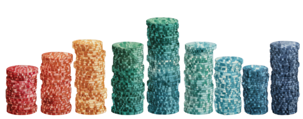 Several colorful cylinders of varied sizes are arranged in a row, each a unique hue