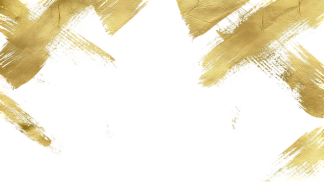 Abstract golden brush strokes and splatters texture elegant artistic design element on transparent background - Powered by Adobe