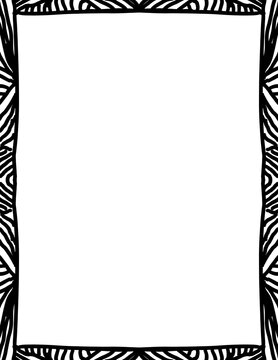 Zebra Stripe Border Template with Hand-Drawn Black and White Safari Animal Pattern, Artistic Wild Animal Skin Frame for Jungle Theme Posters, Fashion Flyers, and Creative Design Layouts