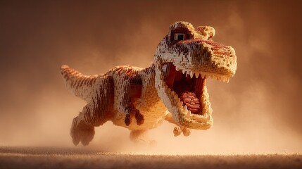 Fototapeta premium Creative Kids Playing with Toy Bricks Dynamic dinosaur toy capturing imagination.