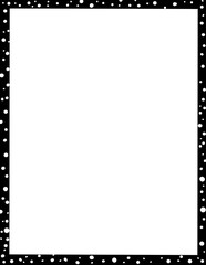 Black and White Polka Dot Frame Border Template with Hand-Drawn Irregular White Spots on Solid Black Background for Greeting Cards, Posters, and Creative Stationery Design