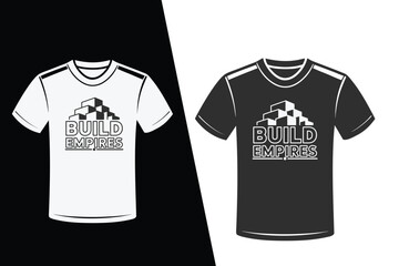 T shirt design with build empires text and stacked block graphic t-shirt apparel