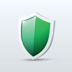 Green potection shield icon. Vector illustration