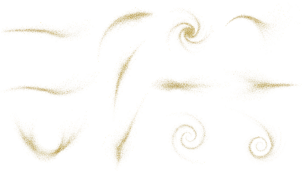Golden dust swirls and sparkling trails elegantly arranged perfect for design elements on transparent background