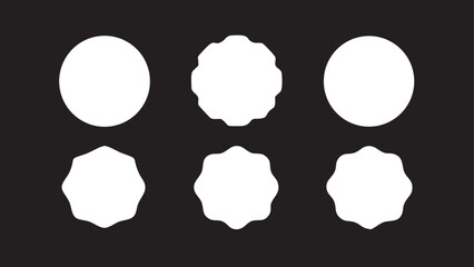 Six transparent circular and starburst shapes