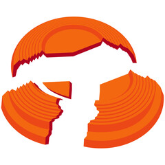 broken clay target, Broken pieces of clay target.