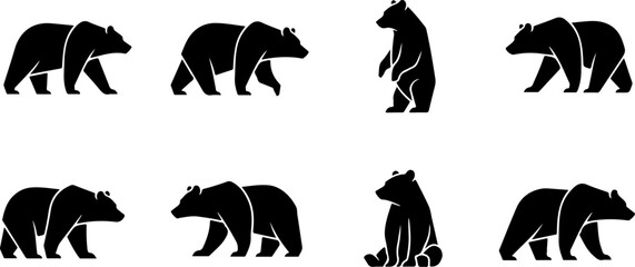 Woodland Wildlife Bear Family Vector Set - Mother and Cub Illustrations