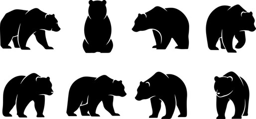 Woodland Wildlife Bear Family Vector Set - Mother and Cub Illustrations