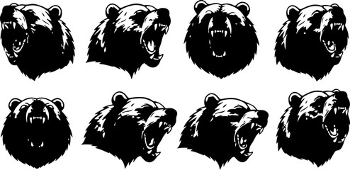 Woodland Wildlife Bear Family Vector Set - Mother and Cub Illustrations