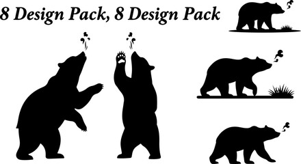 Woodland Wildlife Bear Family Vector Set - Mother and Cub Illustrations