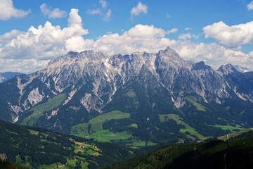 Leogang Mountains Leoganger Steinberge with highest peak Birnhorn, idyllic summer landscape Alps, Zell am See district, Salzburg federal state, Austria