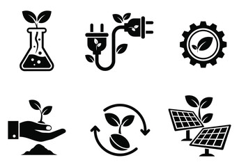 Collection of icons representing eco-friendly and sustainable concepts