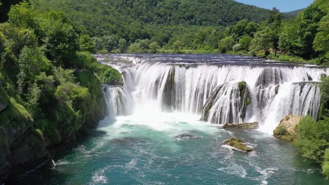 Wide waterfall and river landscape
