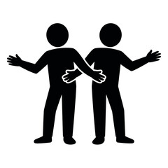 Two abstract figures with their arms outstretched, symbolizing unity and partnership.