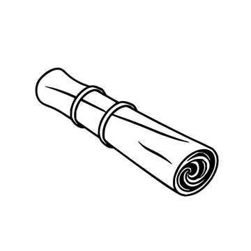 ​​Cinnamon stick roll, black line art, white backg