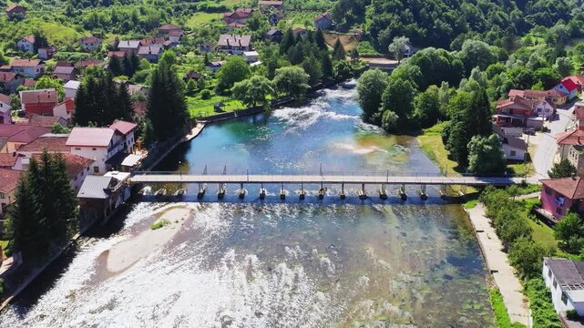 Water, bridge and river aerial