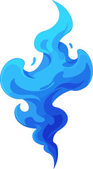 Fototapeta premium Cartoon Style Flowing Blue Element Water or Magic Isolated on White