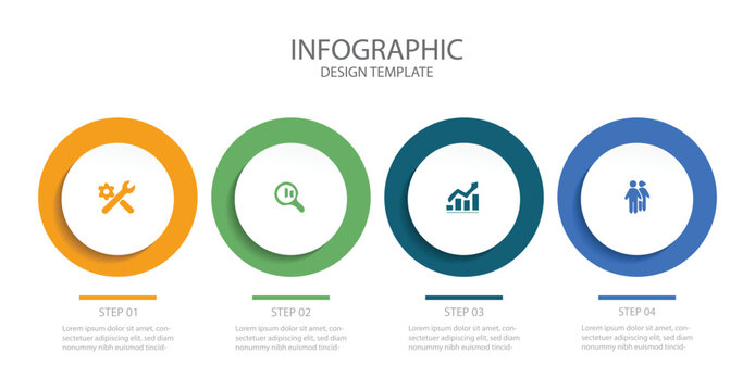 Business infographic element with 4 options, steps, number vector template design . 