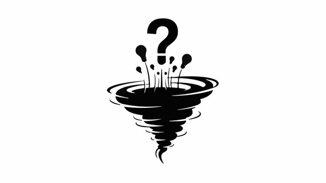 Abstract swirling vortex with a question mark emerging from the center, symbolizing confusion or a complex problem.