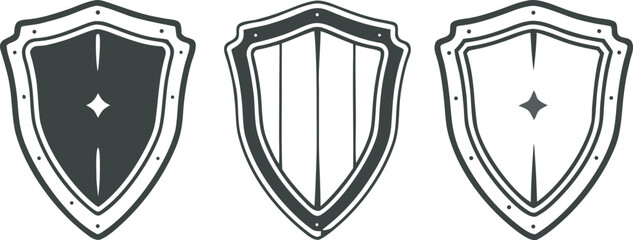 Shield emblems with decorative details vector