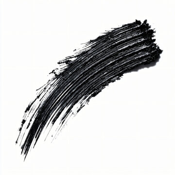 Black mascara swatch stroke isolated on white background