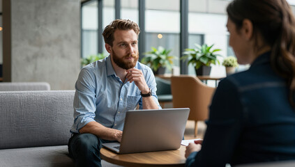 Applicant discussing job opportunity during a recruitment interview