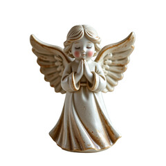 Ceramic angel figurine on a transparent background