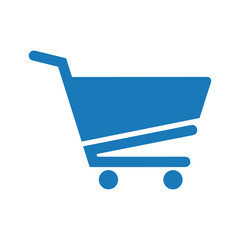 Blue shopping cart icon on white background