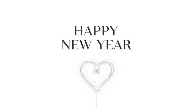 "Happy New Year" Elegant Minimalist Text with Heart Sparkler Vector Illustration isolated PNG with Transparent Background - Powered by Adobe