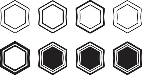 Collection of black hexagonal frames and shapes