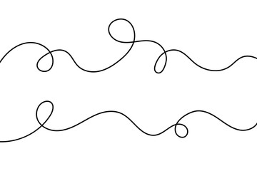 Abstract wavy doodle background with flowing curvy lines, black and white continuous sketch design in minimalist linear style