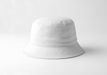 White bucket hat mockup presented in a clean and minimalist studio setting