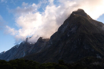 Milford Sound Fjord in Fiordland National Park at sunrise, South Island, New Zealand
