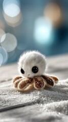 Fototapeta premium Cute fluffy baby octopus with big eyes smiling