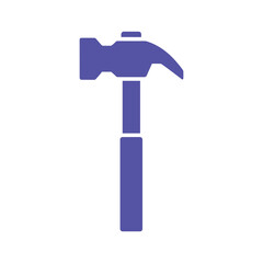 Purple hammer icon on white background