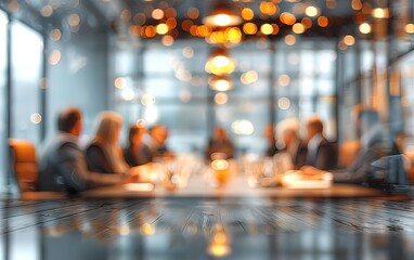 Defocused board meeting background behind glass wall. High quality. High quality