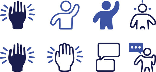Obraz premium hand gesture and person communication icons for web app