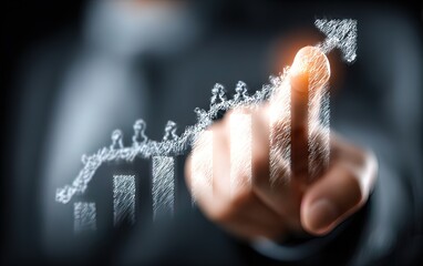 A closeup of a businessman pointing at a strategic planning icon. High quality. High quality