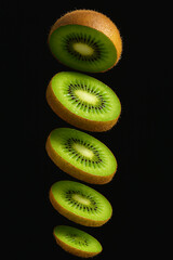 kiwi on black background 