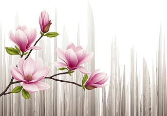 A branch of elegant pink magnolia flowers against a soft abstract background