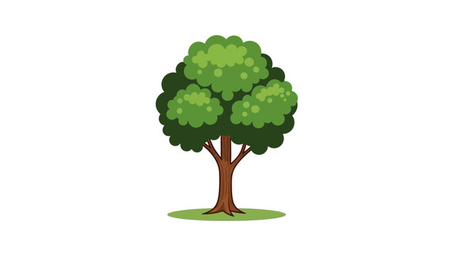 Vibrant cartoon tree illustration featuring a lush green canopy and sturdy brown trunk, perfect for nature designs