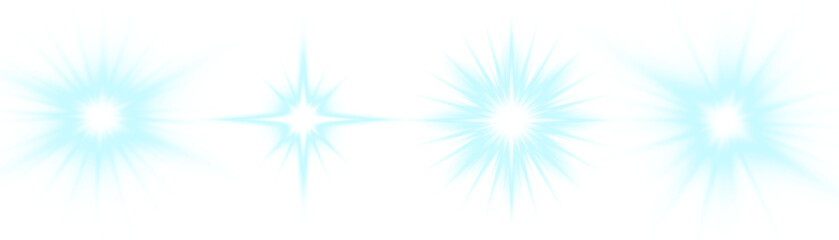 Magical glowing stars with soft trails float elegantly. Transparent background maintains shine. Perfect for festive or holiday card designs.