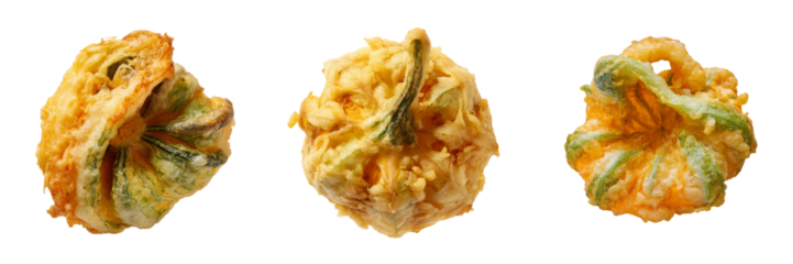 Delicious crispy vegetable fritters kitchen food photography transparent background close-up